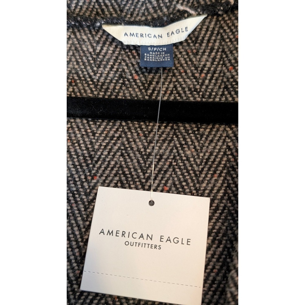 American Eagle Herringbone Wool Blend Zip Front Vest Mini Dress Grey Small NWT - Picture 3 of 8